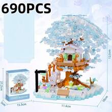 Colorful Cherry Blossom Tree Building Block Toy Cute Building Block Suitable For Room Decor Beautiful Decorative Items Suitable For Displaying On A Desktop Flower Pixel Oil Painting Frame Sunflower Ornament Toy Gift Toys For Girls 7 To 10 Christmas Gifts - Multicolor - View 6