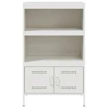 vidaXL Buffet alto branco 68x39x113 cm cinza - Branco - Ver 6
