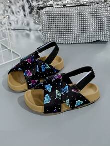 1双女婴夏季露趾魔术贴蝴蝶结平底凉鞋 - 彩色 - 查看 3