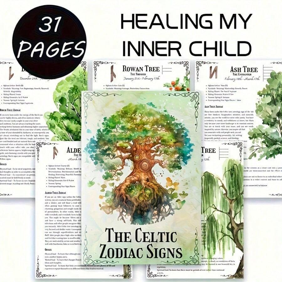 Ogan And The Moon Magic Guide - Celtic Tree Astrology Book, Containing 31 Constellations, Celtic Knots, Spellcasting Techniques, Spiritual Growth Practices - Suitable For Witches, Pagans, Celtic Mythology - Undated Pages For Personal Journaling And - Perfect For Adults And Beginners, Occult Journal, Occult Design, Detailed Illustrations, Pagan Practitioners, Occult Journal, High-Quality Paper, Witch Practitioners, Celtic Goddesses, Celtic Books, Calendar, Weekly Planner, Daily Planner, Schedule - 成人1pc - 查看 1
