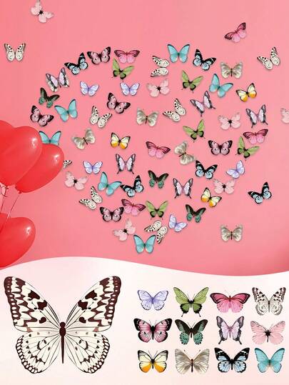 36pcs 3D Butterfly Wall Decor, Includes Removable Waterproof Butterfly Stickers, Suitable For Bedroom, Living Room, Porch, Weddings, Valentine's Day And More, Also Applicable For Wedding Decoration, Home Decor, Butterfly Theme Decoration, Butterflies, Butterfly Decorations And Gift Boxes.