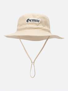 1顶幼儿（1-8岁）星座图案渔夫帽，可调节下巴带，防紫外线，12个星座字母图案，夏季户外帽，男女童均适用 - 1PC - 查看 3