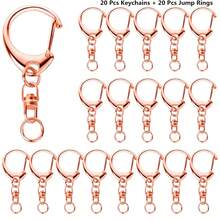 20/40/70pcs Metal Spring Snap Keychain, 4 Colors Rotating Hook Keyring With Chain And Split Ring, Suitable For DIY Crafts, Bag Decoration, Keychain Accessories - Middle 8 C Buckle - View 17