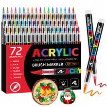 LOVEWE 72/120 Colors Acrylic Paint Markers - Water-Based Self-Inking Brush Tip, No Bleed For Rock Canvas Wood Ceramic Glass, Art Supplies For Adults DIY - 120種顏色 - 查看 1