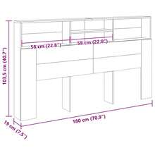 vidaXL Armario de mesa iluminado madera vieja 180x19x103,5 cm - Marrón - Ver 9