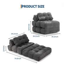 GOCAPTAIN Folding Sofa Bed,Convertible Sleeper Chair With Pillow,Single Boneless Fold Out Chair,Foldable Couch Bed,Comfy Floor Sofa Lounge With Back Support For Guest Living Room Bedroom Apartment - 深灰色 - 查看 2