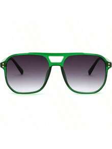 cuadrado gafas de sol para mujeres hombres vintage de moda marco de lentes de sol - 022 Montura verde transparente / lentes gris degradado - Ver 7