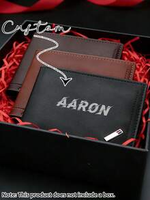 Customized Men's Wallet, Vintage Style Personalized Wallet For Men, Fashion Business Card Holder Wallet, Father's Day/Valentine's Day Gift For Dad/Husband, Perfect Gift For Him, Grandfather, Father, Lover, Elegant & Romantic, Multi-Functional, Large Capacity, Versatile - Multicolor - View 5