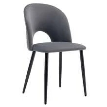 Dining Chair (2 Pcs), Upholstered Designer Chair With Backrest, Velvet Seat, Metal Frame, Adjustable Feet, Diamond Pattern On The Back, Grey - 灰色1 - 查看 11