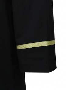 Eid Al-Adha Men's Middle Eastern Robe With Button Closure, Long Sleeve Middle Eastern Thobe, Suitable As Gift For Friends And Family - Black - View 7