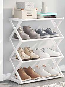 4-Tier Sturdy Shoe Rack Organizer - Holds Up To 8 Pairs, Stackable , Suitable For Entryway, Closet, Garage