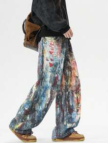 Jeans Cómodos de Pierna Suelta para Él, Estética Street Style Moderna, Tejido Suave y Diseño Atemporal que Se Adapta a Cualquier Outfit Diario - iridiscencia - Ver 2