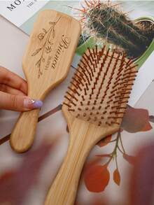 LICVIC Custom Wood Air Cushion Comb, Personalized Detangler Brush, Customized Text Hair Brushes For Women, Customizable Name Hair Brush, Hairbrush, Hair Brush For Men, Wedding Gift, Travel Comb, Valentine'S Day, Gifts For Mothers, Couples, Family, Family