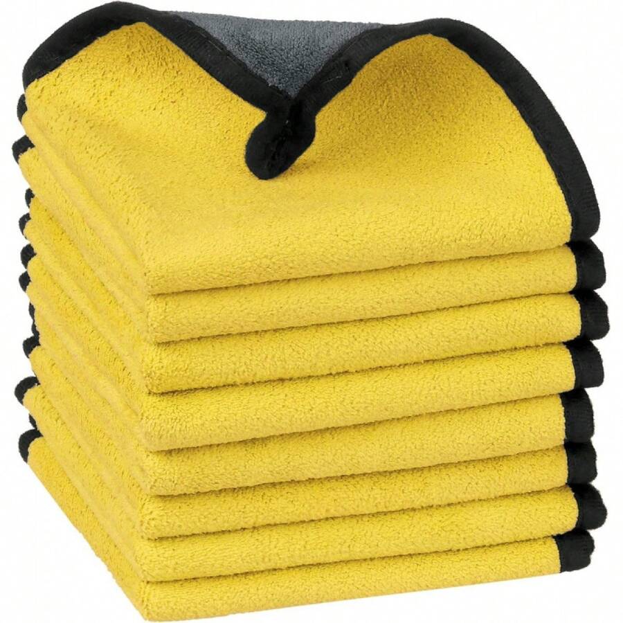 10pcs Super Soft & Microfiber Cleaning Cloths - Thick, Non-Shedding, Super Absorbent, Suitable For Car Cleaning, Pet Care, Kitchen And Bathroom Cleaning | Scratch-Resistant, No Water Stains, Washable (Yellow/Grey) - 2026 New Year Cleaning Essential, Home Refresh For Holidays, Car Care Must-Have, Multi-Purpose Cleaning Tool, Quick-Drying Formula - Multicolor - View 1