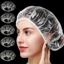 200/100/50 piezas Gorro de ducha desechable y reutilizable impermeable, adecuado para salones, spas y otras ocasiones para proteger el cabello, gorro de ducha grueso y elástico, fácil de llevar - Blanco - Ver 1