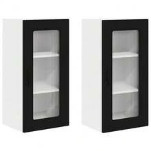 vidaXL Kalmar 2-teiliger Küchenschrank, schwarz, 40 x 31 x 80 cm - Schwarz - Übersicht 1