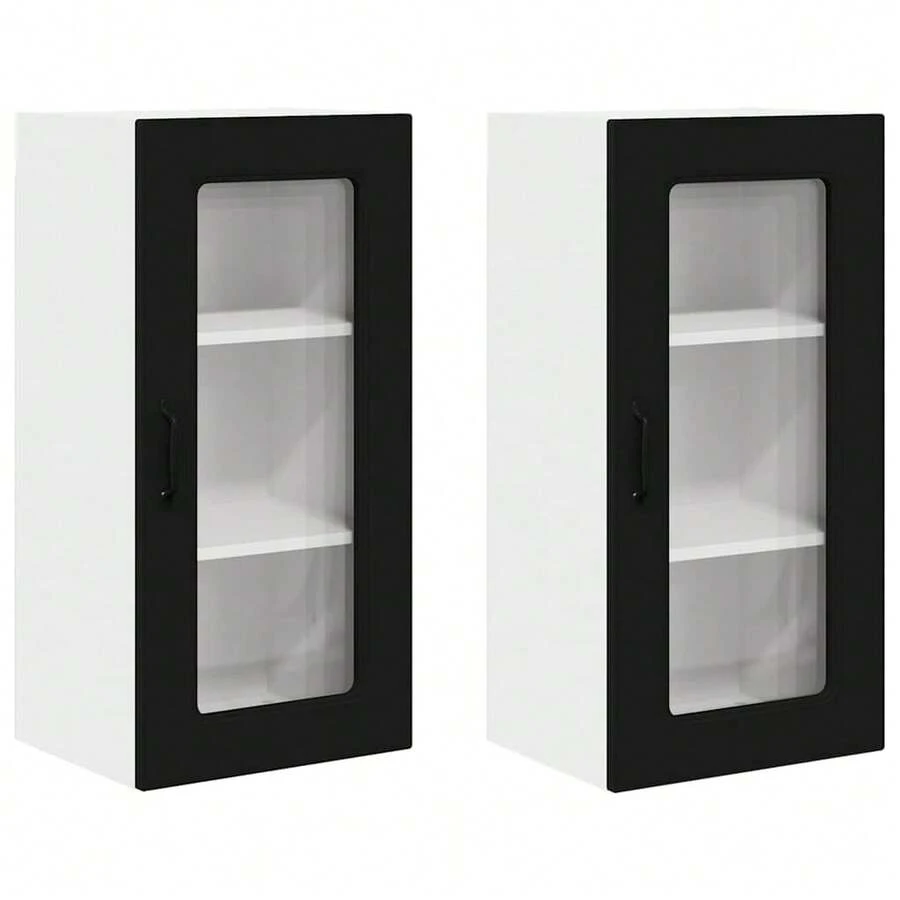 vidaXL Kalmar 2-teiliger Küchenschrank, schwarz, 40 x 31 x 80 cm - Schwarz - Übersicht 1