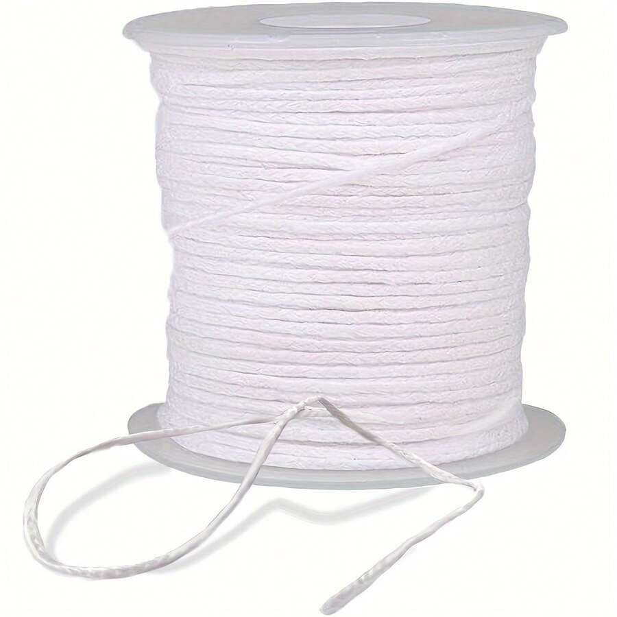 1 rouleau (61 m, 24 brins) de mèche de bougie tressée, convenant à diverses fêtes et occasions, parfaite décoration, matériau de haute qualité - Blanc - Voir 1