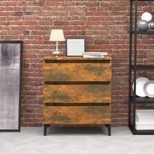 vidaXL Buffet Chêne fumé 60x35x69 cm Bois d'ingénierie - Castanho - Ver 2