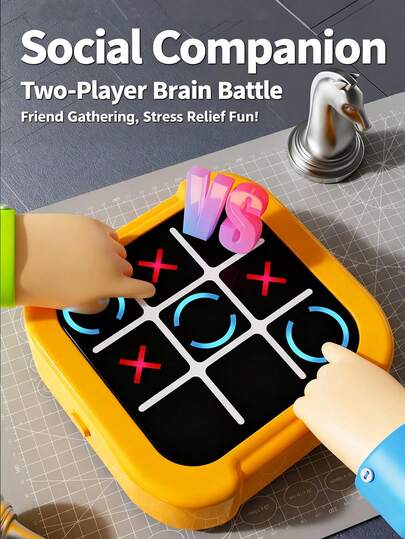 1pc 4-In-1 Tic Tac Toe Game Toy For Kids, Includes 1V1 Battle, Whack-A-Mole, Memory Challenge And More, Suitable For Boys And Girls Party & Educational Games, Christmas Gift
