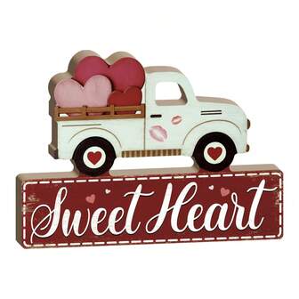 Putuo Decor 1 pieza Letrero de madera para decoración de mesa del Día de San Valentín, centro de mesa de Feliz Día de San Valentín XOXO Eres Mío Decoraciones para mesas, regalos del Día de San Valentín Corazón de madera para decorar escritorio, repisa y chimenea