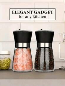 1pc Manual Pepper Grinder, Household Salt/Spice Grinder, Glass Spice Mill, Reusable Spice Bottle, Adjustable Grinding, No Electricity Needed, Suitable For BBQ, Picnics, Camping, Kitchen Tool, Valentine's Day Gift, Kitchen Accessory (Random Color)