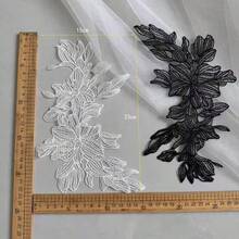 1 miếng hoa ren đen trắng dùng để tự làm phụ kiện tóc cô dâu. - Ren đính kèm - Xem 7