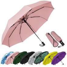 Windproof Travel Compact Umbrella-Automatic Umbrellas For Rain-Compact Folding Umbrella, Travel Umbrella Compact, Small Portable Windproof Umbrellas For Men Women Teenage.(Pink),42Inch-1Pack,Pink - 粉紅色的 - 查看 1