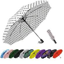 Windproof Travel Compact Umbrella-Automatic Umbrellas For Rain- Small Portable Windproof Umbrellas For Men Women Teenage. (White Polka Dots),42Inch-1Pack,WhitePolkaDots - 白色波點 - 查看 1