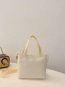 Solid Color Nylon Handbag, Crossbody Shoulder Bag For Teenagers - A - View 5