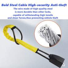 Tapsin Adjustable Car Steering Wheel Lock To Seat Belt Anti-Theft Reinforced Cable Lock Fits Most Vehicles With 3 Keys - Yellow - View 8