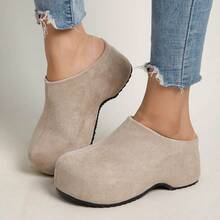 Women's Simple Versatile Round Toe Thick Sole Slip-On Casual Sandals, Spring/Autumn - Khaki - View 3