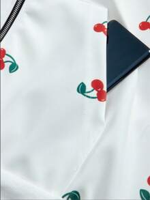 SAOYANGYU Women's Cherry Print Drop Shoulder Long Sleeve Zip Front Casual Hoodie With Pockets, Autumn/Winter - White - View 6