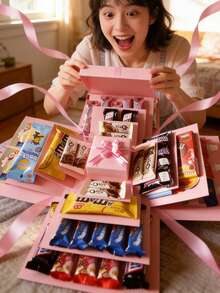 1 Set Red/Blue/Pink Explosion Gift Box, Surprise Gift, Photo Box, Creative DIY Scrapbook Album Accessories (Excluding Snacks), Couple Gift, Birthday, Proposal, Valentine's Day, Mother's Day, Graduation Party - Multicolor - View 2