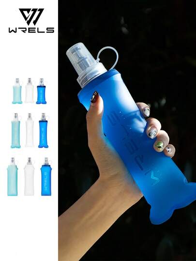 WRELS 2pcs Foldable Portable Silicone Bite Valve Soft Water Bottle, Upgraded Odorless Water Bag, Lightweight Running Water Bottle, Suitable For Cycling, Camping, Hiking, Running And Other Activities