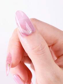 20 miếng dán móng tay gel bán khô họa tiết đá cẩm thạch hồng - Móng tay gel UV lấp lánh vàng mùa xuân/hè - Miếng dán móng tay hoàn hảo cho các buổi hẹn hò, tiệc tùng và tự làm móng tại nhà. - Hồng - Xem 4