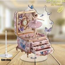 芭蕾舞女孩音乐盒旋转亚克力2D平面音乐盒家居办公室桌面装饰 - 彩色 - 查看 5