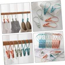 12pcs/Pack Clothespins With Rope - Lightweight Plastic Windproof Clips For Outdoor Drying, Travel Laundry Clips, And Multi-Purpose Clothesline Accessories; Durable, Weather-Resistant Clothing Clips For Home, Camping, Kitchen, And Bathroom; Secure Grip, Easy String Attachment, Quick Drying, Portable Clip Set For Delicates And Everyday Use - Multicolor - View 6