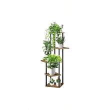 6 Tier Wood Tall Plant Stand Metal Rack Indoor, Multiple Flower Pot Holder Shelves Corner Rack, Planter Shelf Display Rack Storage Organizer Patio Living Room Balcony GardenWhite Oak - 5 Tier, Black - View 1