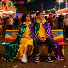 Áo choàng ba màu ghép mảnh cho lễ hội Carnival, áo choàng cô dâu ma cà rồng, trang phục trang trí lễ hội Carnival, thích hợp cho lễ hội Carnival, Halloween, tiệc theo chủ đề, biểu diễn sân khấu, nhập vai, quà tặng tiệc Carnival. - Nhiều màu - Xem 10