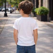 Set Of 2 Children's T-Shirts With Dinosaur And Bear Prints, 100% Cotton, Boys' Sizes 0 To 16, Lightweight And Cool - 白色/白色 - 查看 4