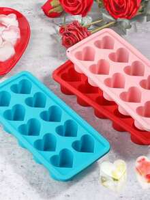 1pc Heart Shaped Silicone Ice Cube Tray - 10 Cavity Heart Shaped Ice Mold, Suitable For Chocolate, Pudding, Jelly And Candy | Flexible Handmade Mold, Fit For Refrigerator, Kitchen Accessories, Fridge Ice Cube Trays, Easy Demold, Reusable