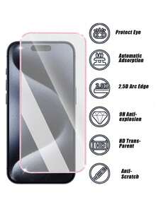 2片装超高清全覆盖屏幕保护膜，粉色闪光边缘，高清晰度和透明度，9H硬度，保护眼睛，高灵敏度，防刮擦，无缝贴合，兼容 7-16系列，适用于商务、办公、家庭娱乐、户外活动。 - 粉色 - 查看 2