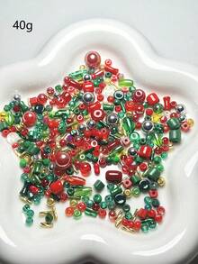 2-6毫米圣诞混色玻璃珠，米珠混色设计，DIY手工圣诞装饰手链、项链、首饰制作，散珠
