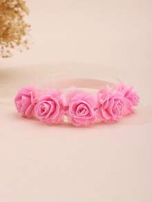 1pc Newborn Baby Girl 5 Floral Mesh Headband, Sweet & Cute Princess Headpiece, Suitable For Gift, Party, Daily Wear