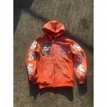 European And American Joint Hip Hop Hoodie Personalized Embroidery Zipper Hooded Ins Wind Hiphop Sweater - 橘色 - 查看 3