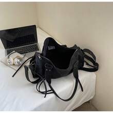 Women Commuter Bag Tote Bag Shoulder Handbag High Quality Biker Style - Black - View 4