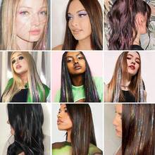 12pcs/Set 20-Inch Party, Cosplay And Holiday Gift Glitter Synthetic Hair Extensions, Heat Resistant With Clips, Hair Accessories - Multicolor - View 6