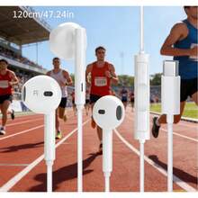 15 14 13 12 11 Pro Wired Earphones Type C Port In Ear Gaming Headphones With Mic High Bass Music & Gamer - trắng - Xem 6