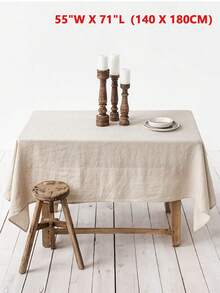 1pc Elegant Beige Minimalist Linen-Like Tablecloth Washable Reusable For Valentine's Day Wedding Picnic Home Café Decor - 米色 - 查看 10